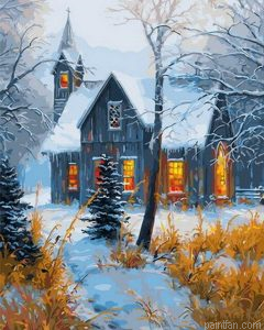 Church In Trees Paint By Numbers.png