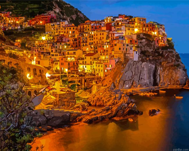 Cinque Terre At Night Paint By Numbers.png