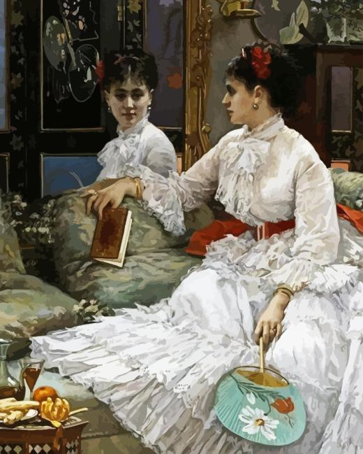Classic Woman In Mirror Paint By Numbers.png