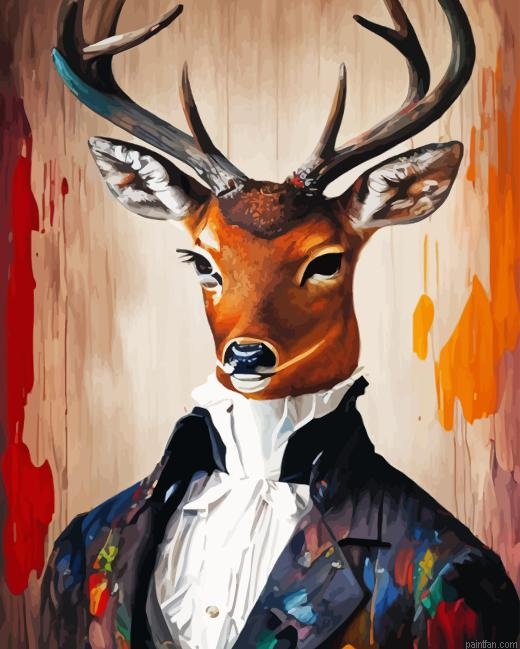 Classy Deer Wearing Clothes Paint By Numbers.png