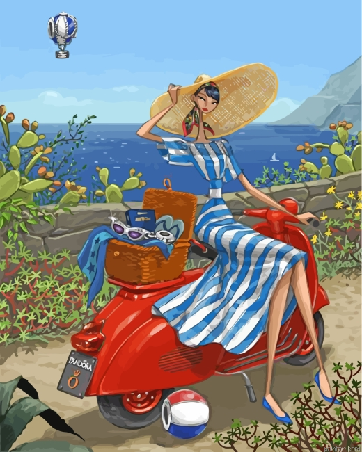 Classy Girl On Motorcycle Paint By Number.png