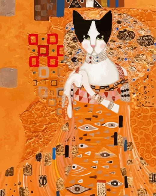 Classy Gustav Klimt Cat Paint By Numbers.png