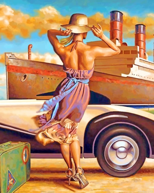Classy Traveler Woman Vintage Paint By Numbers.png