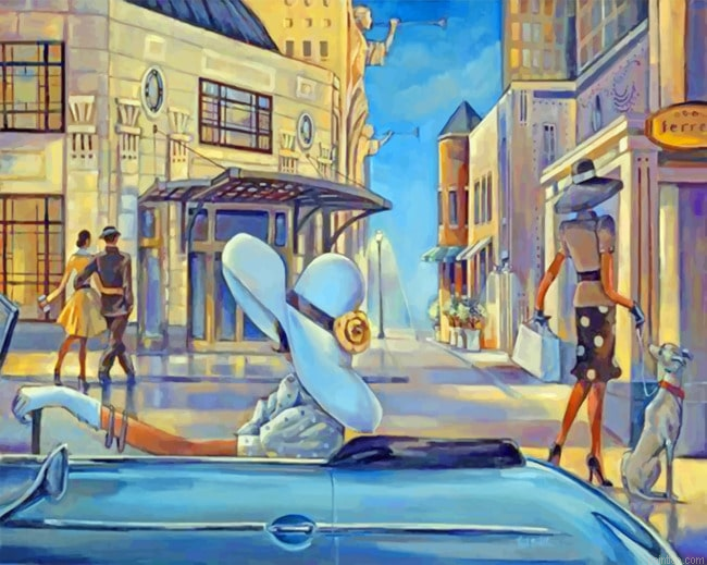 Classy Woman Driving Vintage Paint By Numbers.png