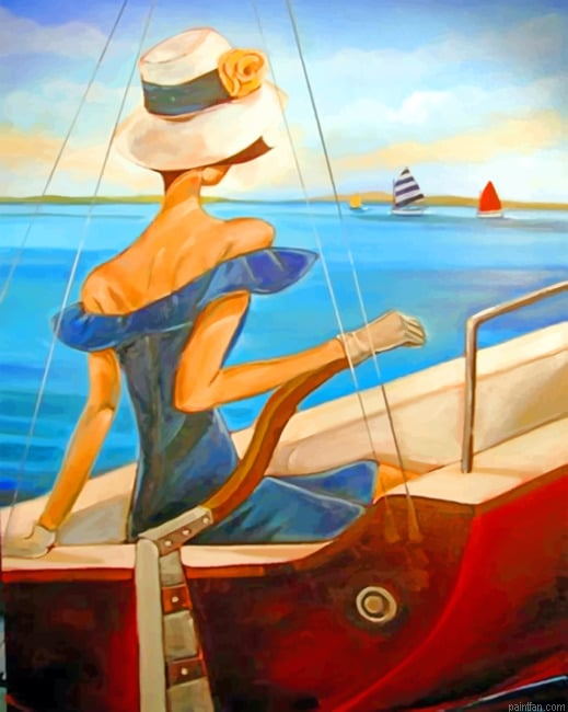 Classy Woman Enjoying The Summer Vintage Paint By Numbers.png