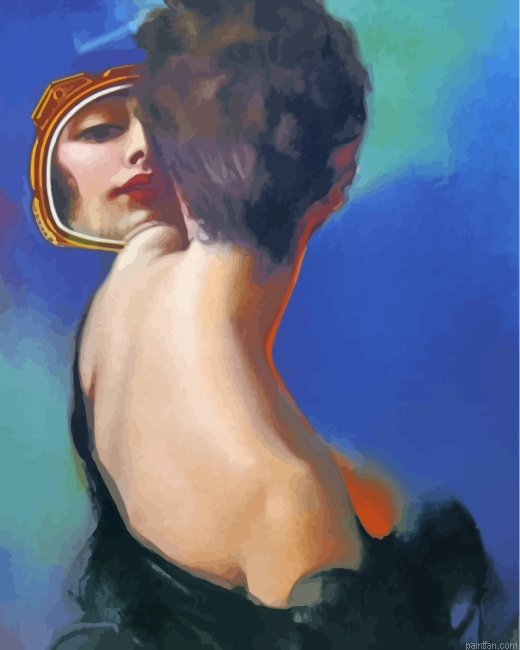 Classy Woman Looking In The Mirror Paint By Numbers.png