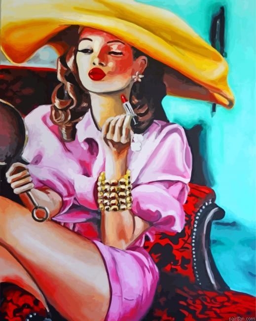 Classy Lady Wearing Lipstick Paint By Number.png