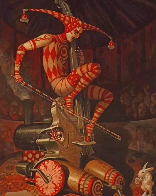 Clown Playing Violin Paint By Number.png