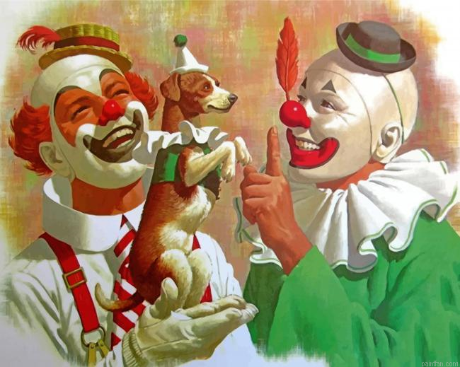 Clowns And Dog Paint By Number.png