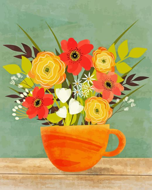 Coffee Cup And Flowers Paint By Numbers.png