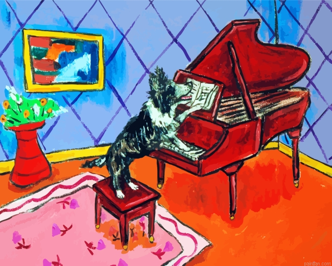 Collie Dog Playing Piano Paint By Number.png