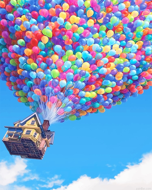 Colorful Balloons Flying House New Paint By Number.png