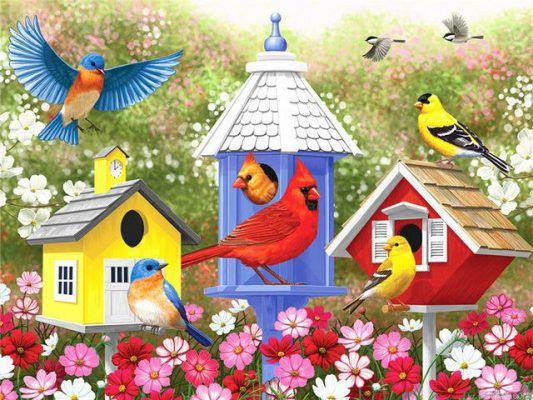 Colorful Birdhouses Paint By Numbers.png