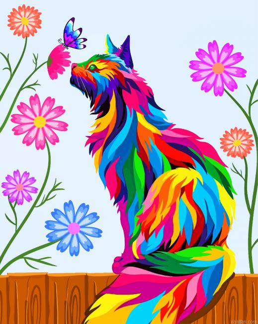 Colorful Cat Art Paint By Number.png