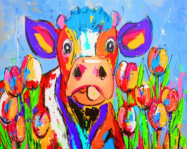 Colorful Cow Art Paint By Number.png