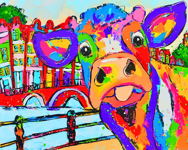 Colorful Cow In Amsterdam Paint By Number.png
