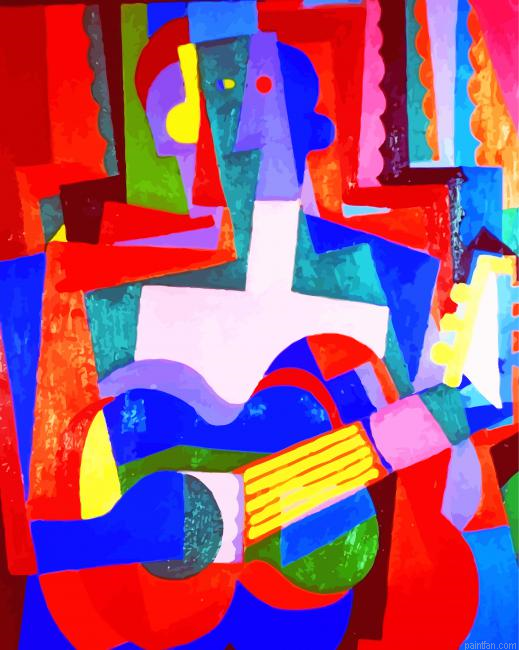 Colorful Cubism Guitarist Paint By Numbers.png