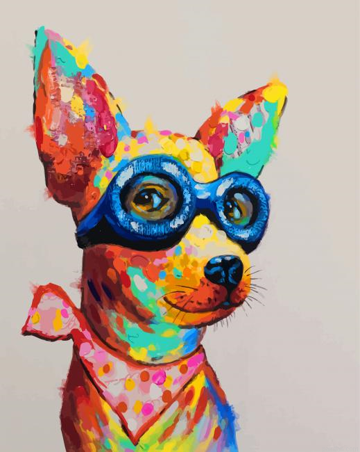 Colorful Dog With Glasses Paint By Number.png