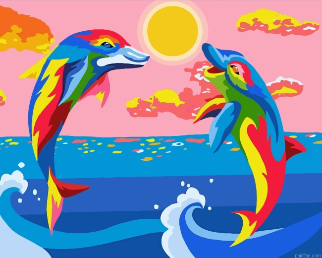 Colorful Dolphins Paint By Number.png