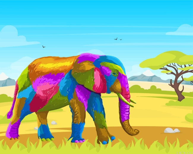 Colorful Elephant Paint By Number.png