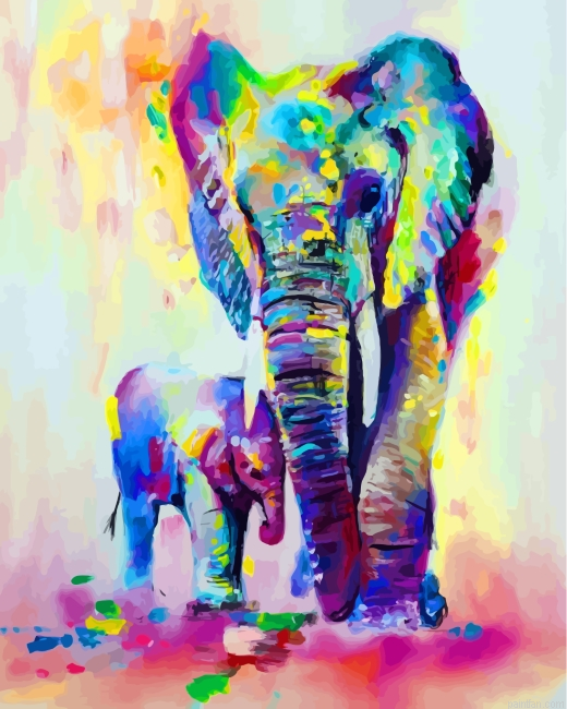 Colorful Elephants Art Paint By Number.png