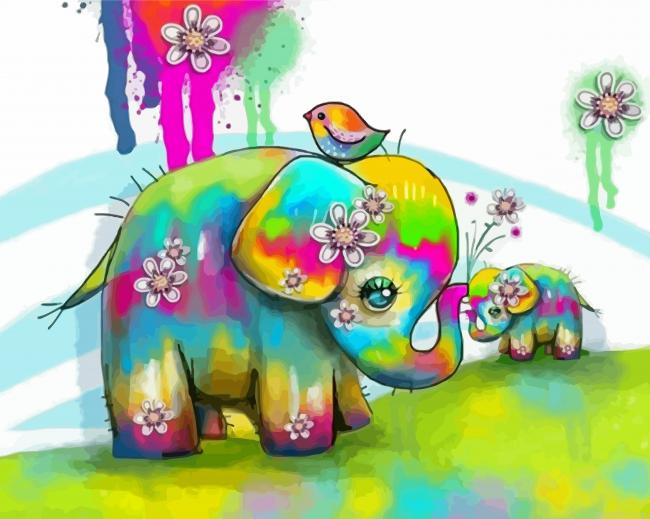 Colorful Elephants Baby Paint By Numbers.png