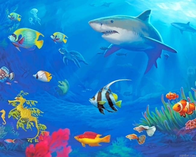 Colorful Fish And Shark New Paint By Numbers.png