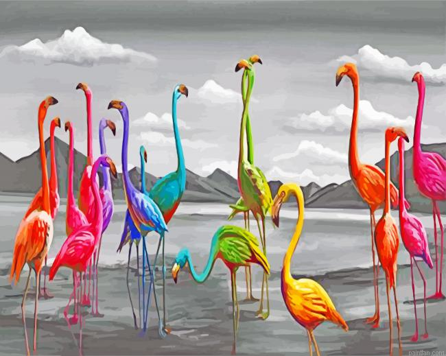 Colorful Flamingos Paint By Numbers.png