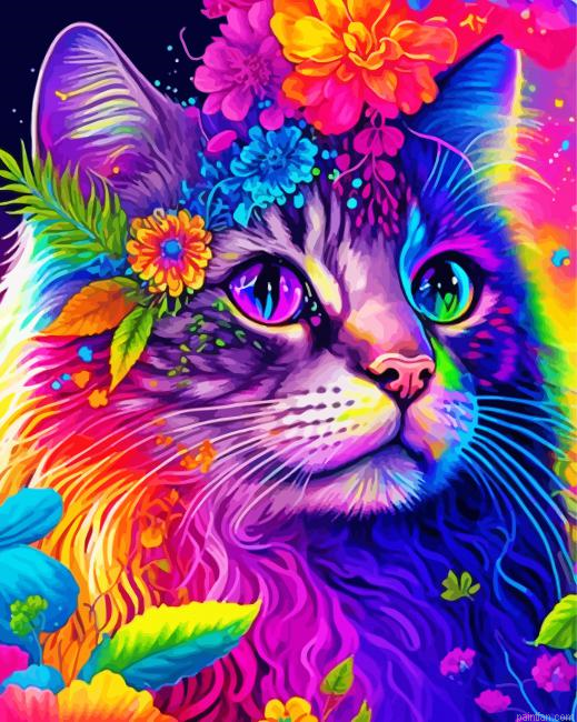 Colorful Floral Cat Paint By Numbers.png