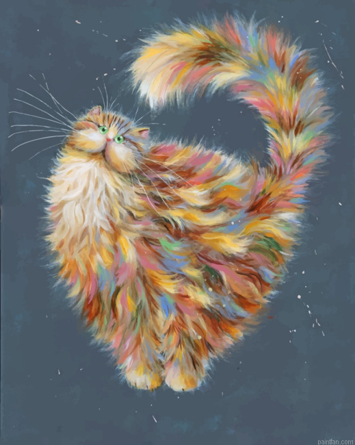 Colorful Fluffy Cat Paint By Number.png