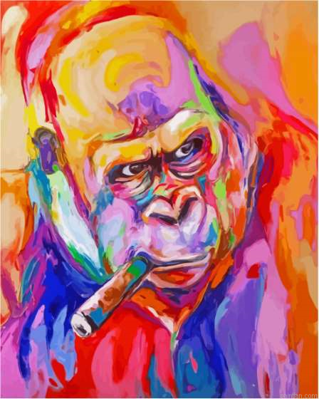 Colorful Gorilla Cigar Paint By Numbers.png