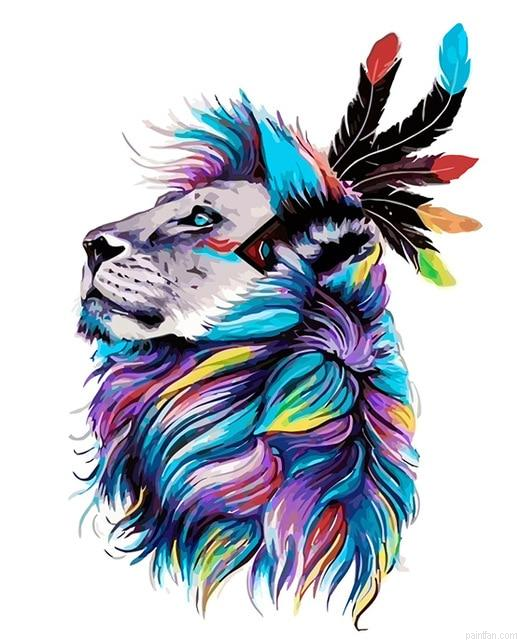 Colorful Lion Paint By Numbers.png