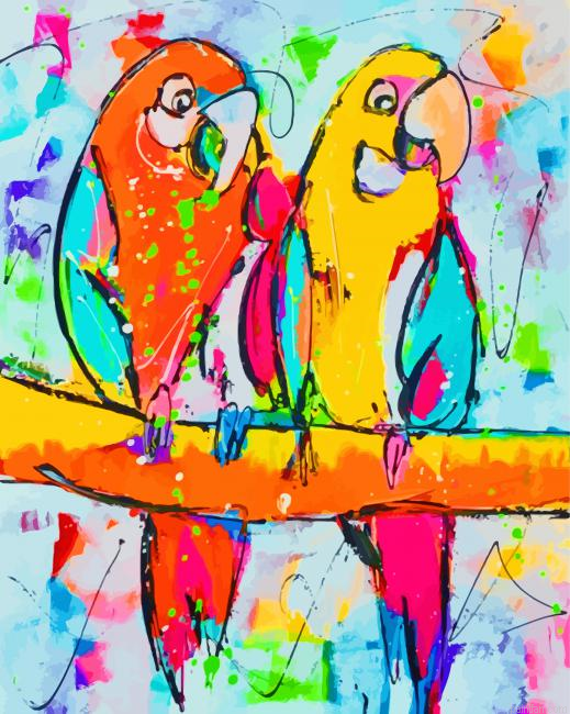 Colorful Parrots Art Paint By Number.png