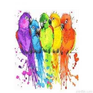 Colorful Parrots Paint By Numbers.png