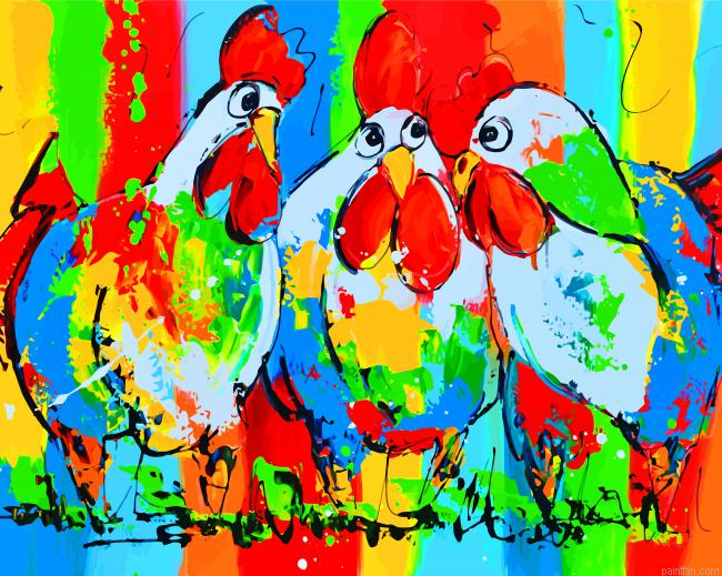 Colorful Roosters Paint By Number.png