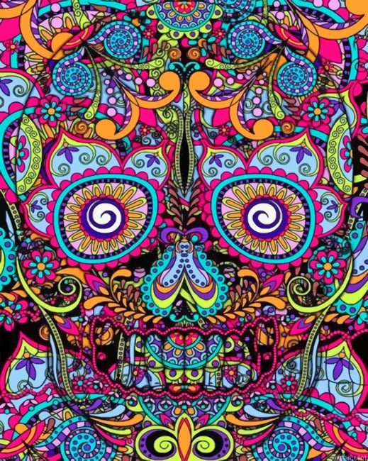 Colorful Skull Abstract Paint By Numbers.png