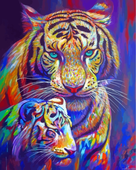 Colorful Tigers Paint By Number.png
