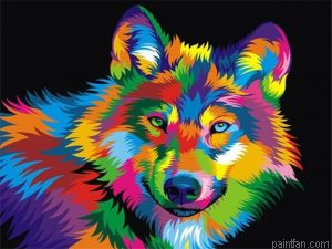 Colorful Wolf Paint By Numbers.png