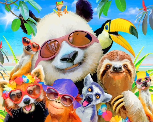 Cool Animals Enjoying The Summer Paint By Number.png