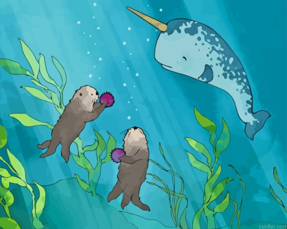 Cool Narwhal Underwater Paint By Numbers.png