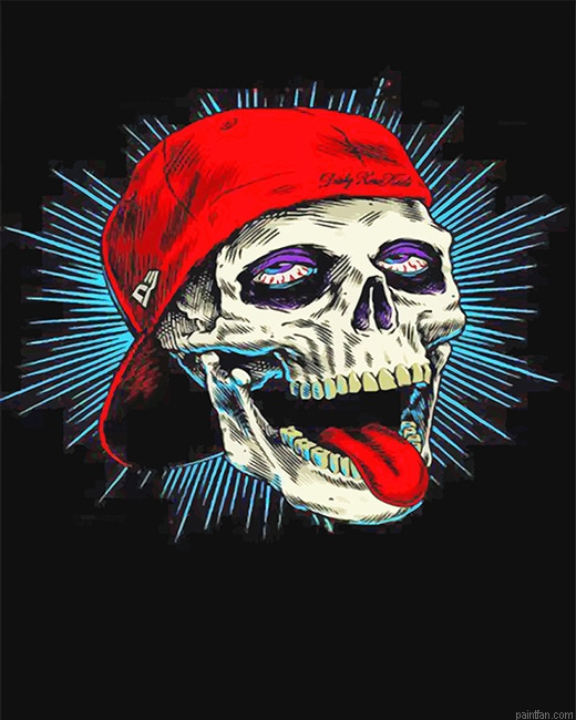 Cool Skull With Tongue Out New Paint By Numbers.png