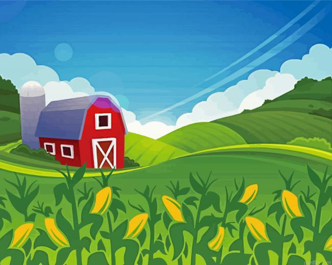 Cornfield And Barn Paint By Numbers.png