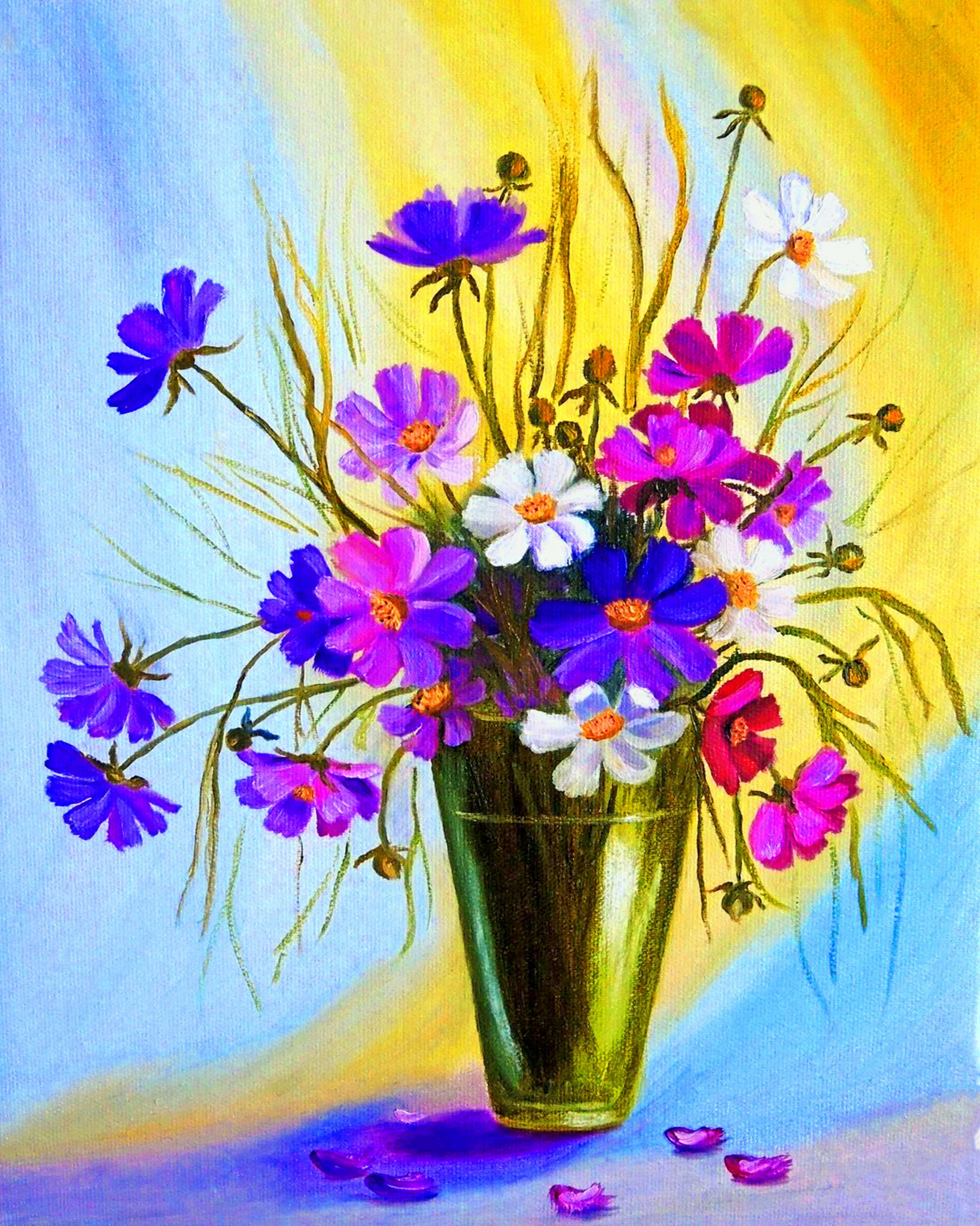Cosmos Flowers Vase Paint By Number.png