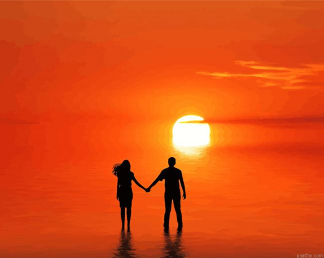 Couple At Sunset Paint By Numbers.png