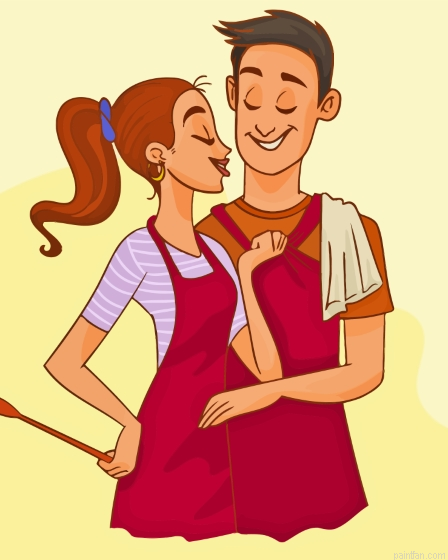 Couple Cooking In Kitchen Paint By Numbers.png