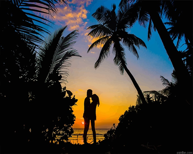 Couple In Love Silhouette New Paint By Numbers.png