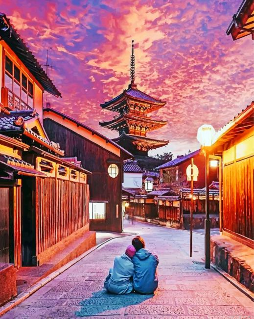 Couple In Yasaka Pagoda Paint By Number.png
