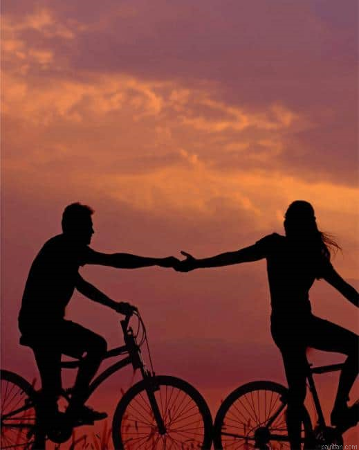Couple On Bikes Silhouette New Paint By Numbers.png