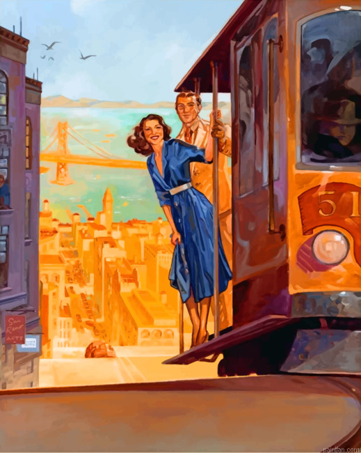 Couple On Tram Paint By Numbers.png