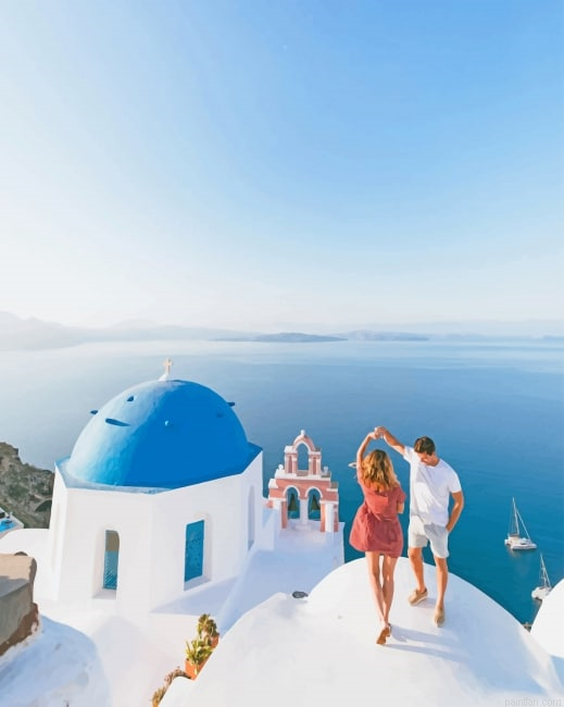 Couple Santorini Greece New Paint By Numbers.png